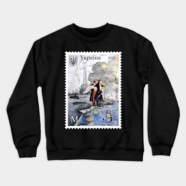 Ukraine Postage Stamp - The Crimean Bridge for an Encore! Crewneck Sweatshirt by Vladimir Zevenckih